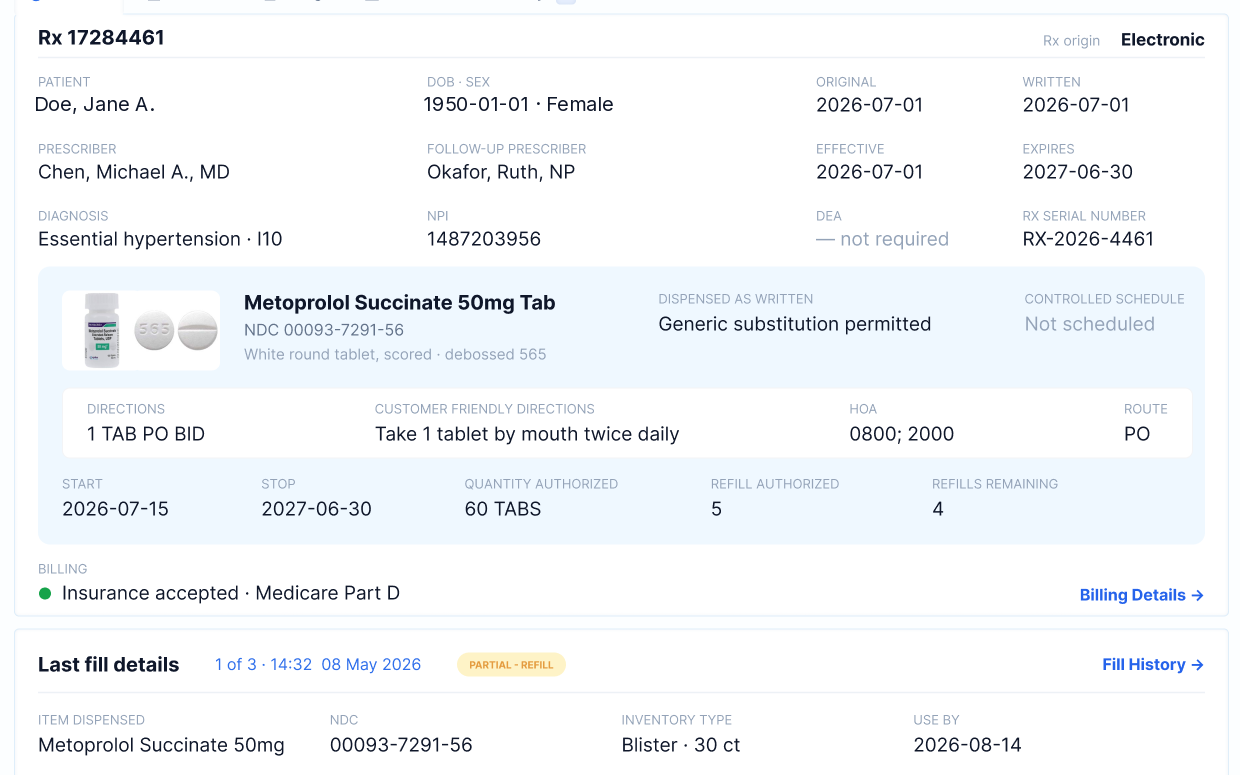The prescription record